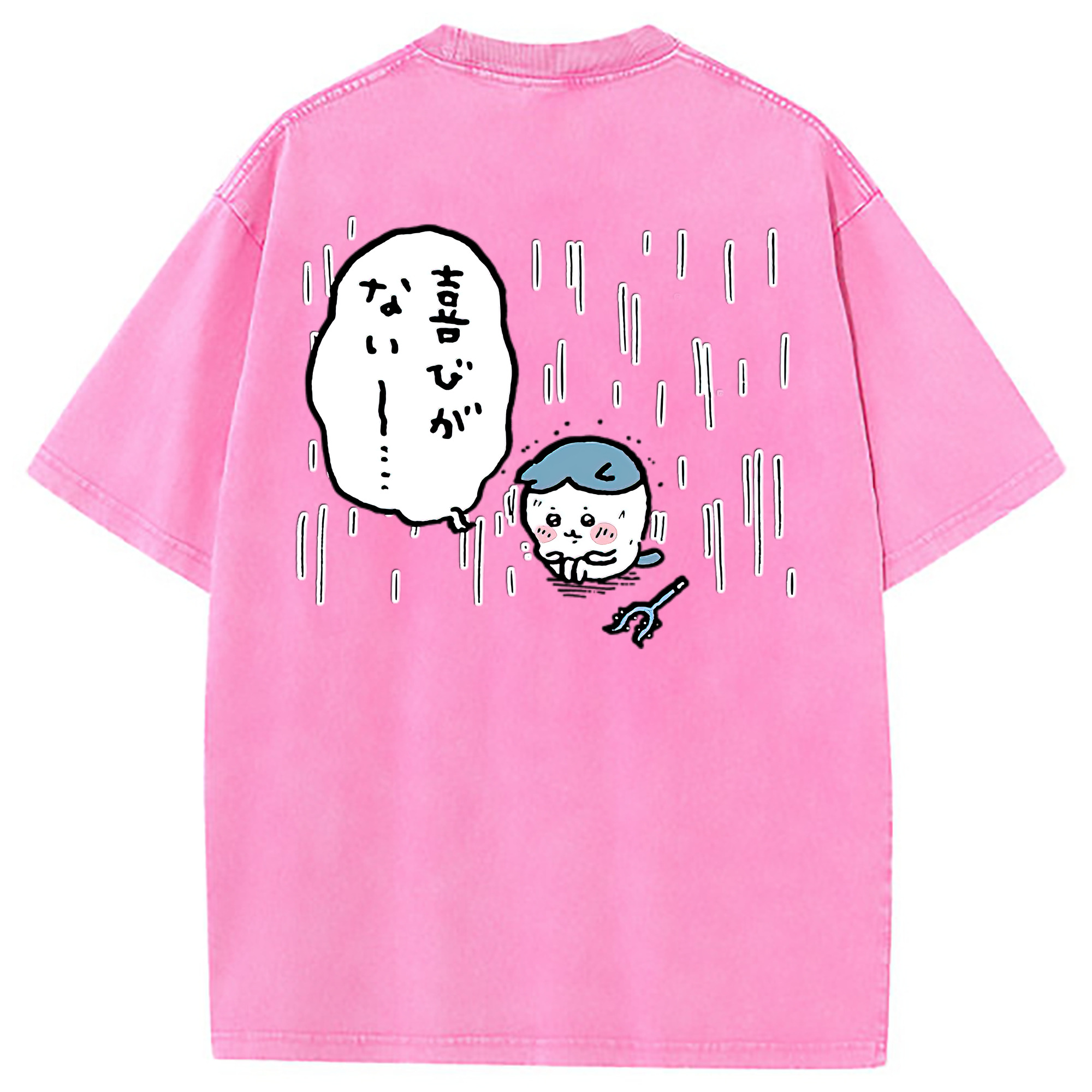 （画像用） ちいかわ ハチワレ Chii-kawa hachiware 綿100% ヴィンテージ風 半袖Tシャツ（背面プリント）